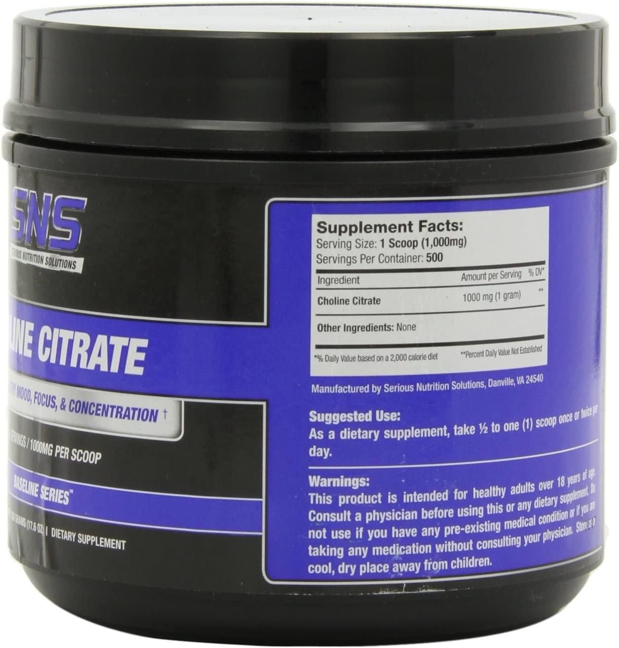 Serious Nutrition Solution Choline Citrate Powder, 500 Grams