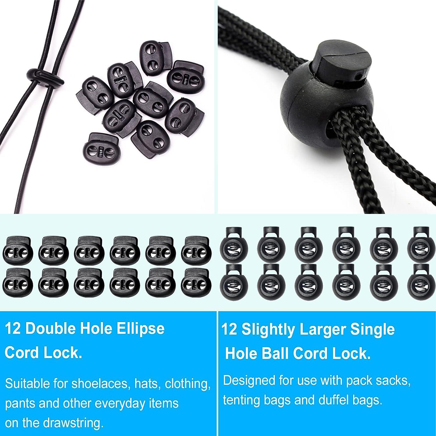 ZUSHALLMY 48pcs Upgraded Plastic Cord Lock Cord Locks - Draw String Clip  with Spring Toggle Stoppers Buttons for Drawstrings Shoelaces Paracord