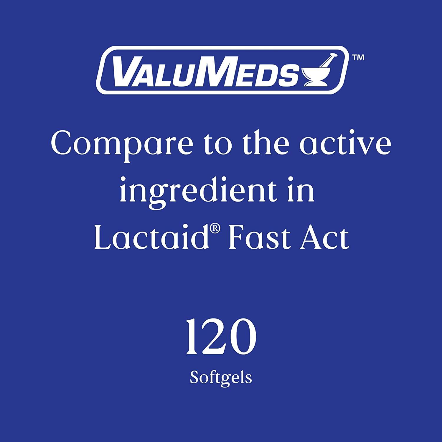 ValuMeds FastActing Lactose Enzymes 120 Softgels Prevent Gas
