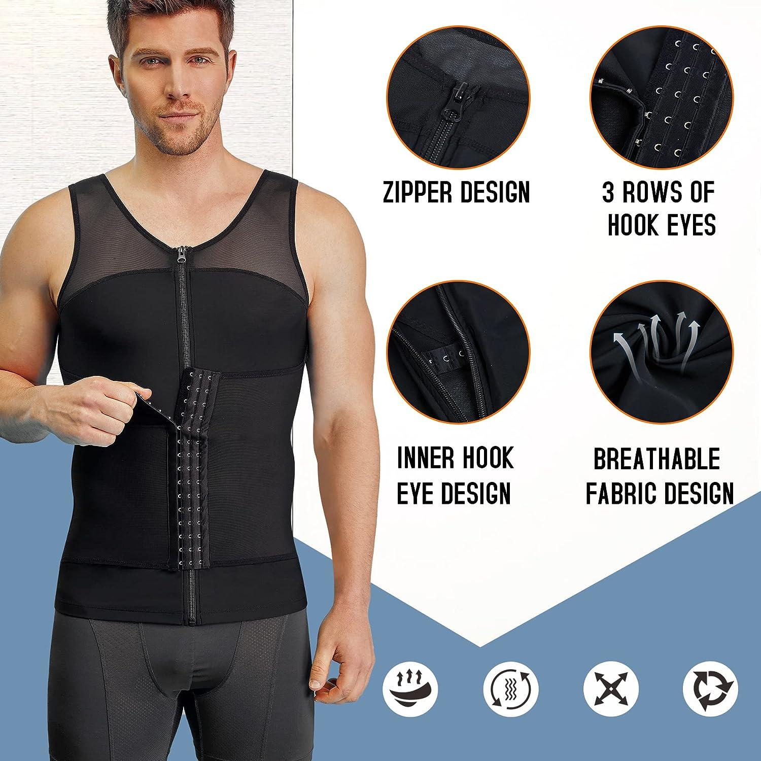 TAILONG Body Shaper Compression Shirts for Men Tummy Control Shapewear Tank  Top Large Black