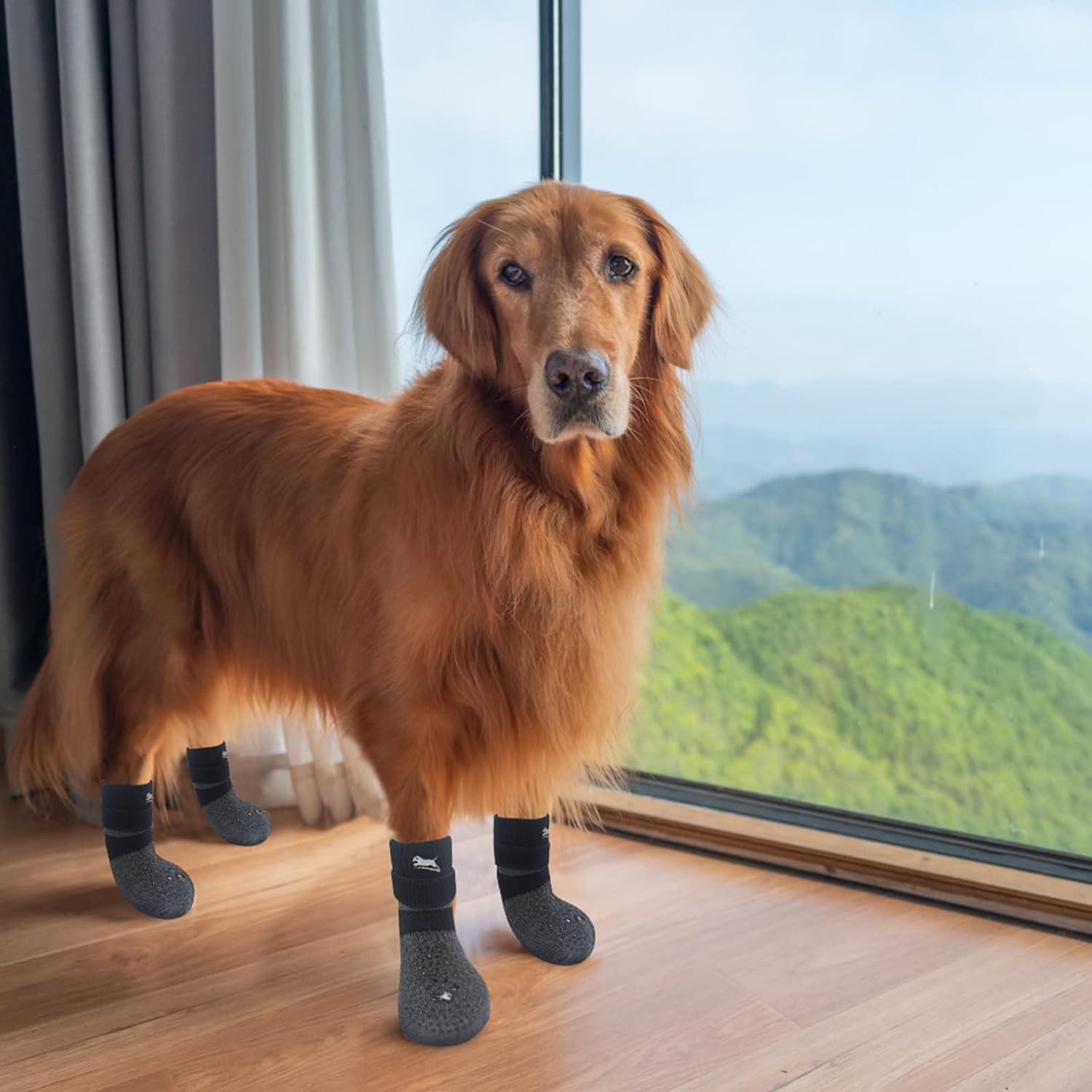 Anti Slip Dog Socks - Dog Grip Socks with Straps Traction Control for  Indoor on Hardwood Floor Wear, Pet Paw Protector 