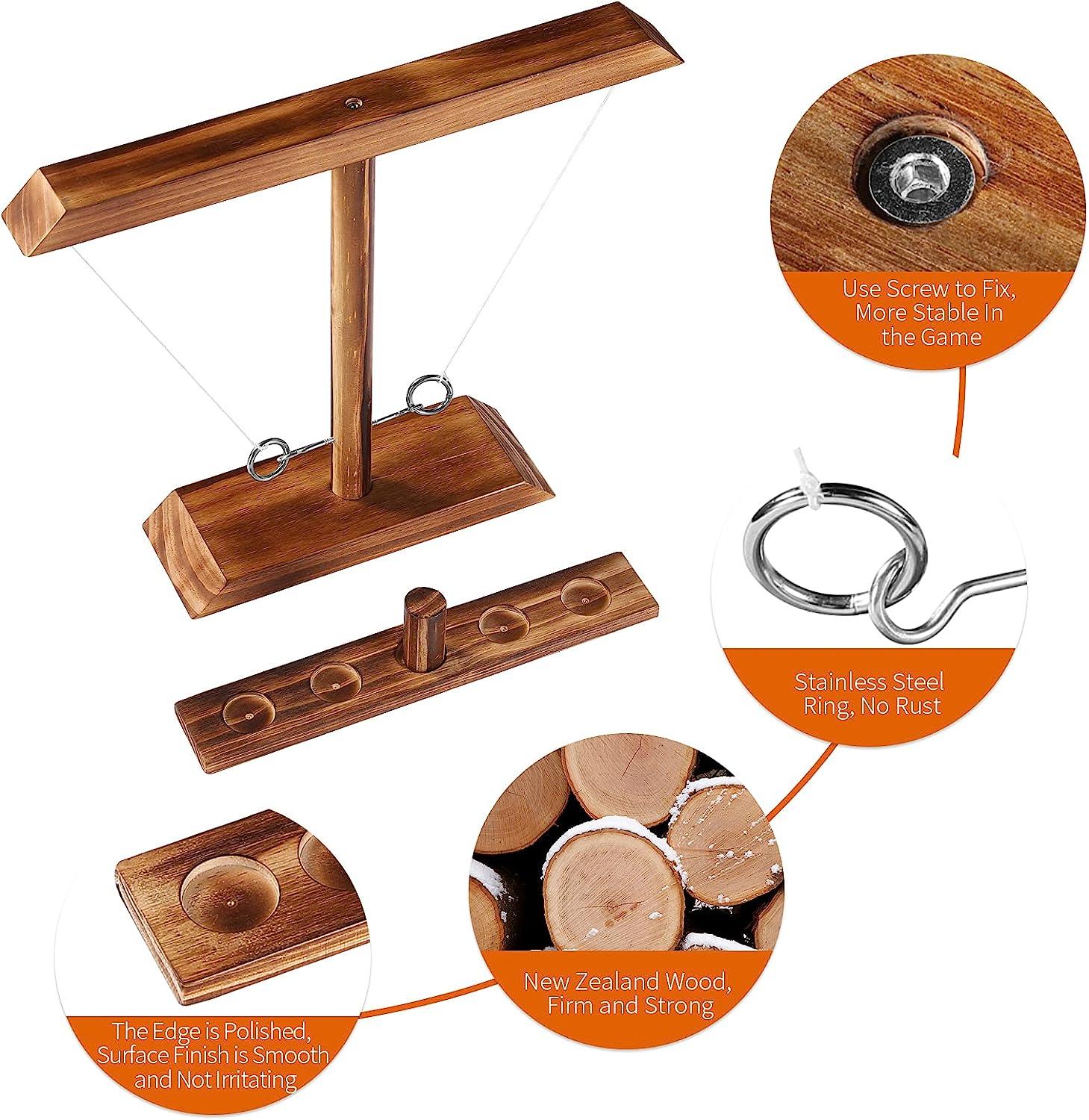 Large Ring Toss Game for Adults Kids, Hook and Ring Toss Game with Shot Leader, 2 Player