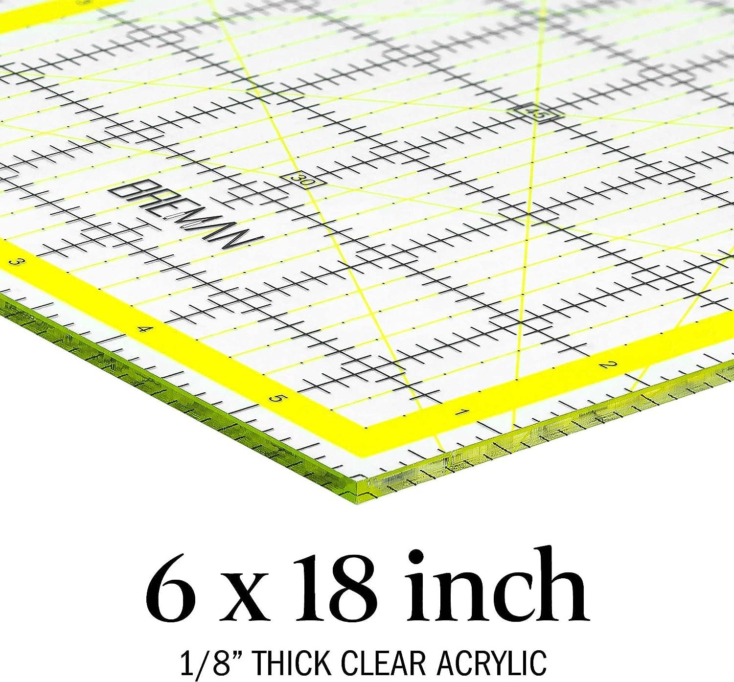 Breman Precision Clear Quilting Ruler 6x18 Inch Clear Ruler Clear