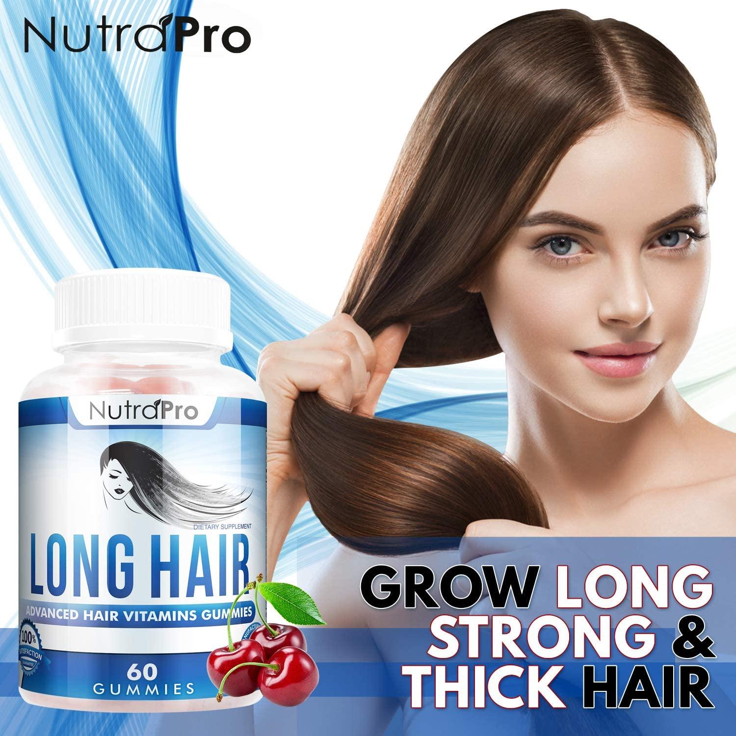 Long Hair Gummies Anti-Hair Loss Supplement for Fast Hair Growth of Weak,  Thinning Hair Grow Long Thick Hair & Increase Hair Volume with Biotin And  10 Other  Men And Women. 60