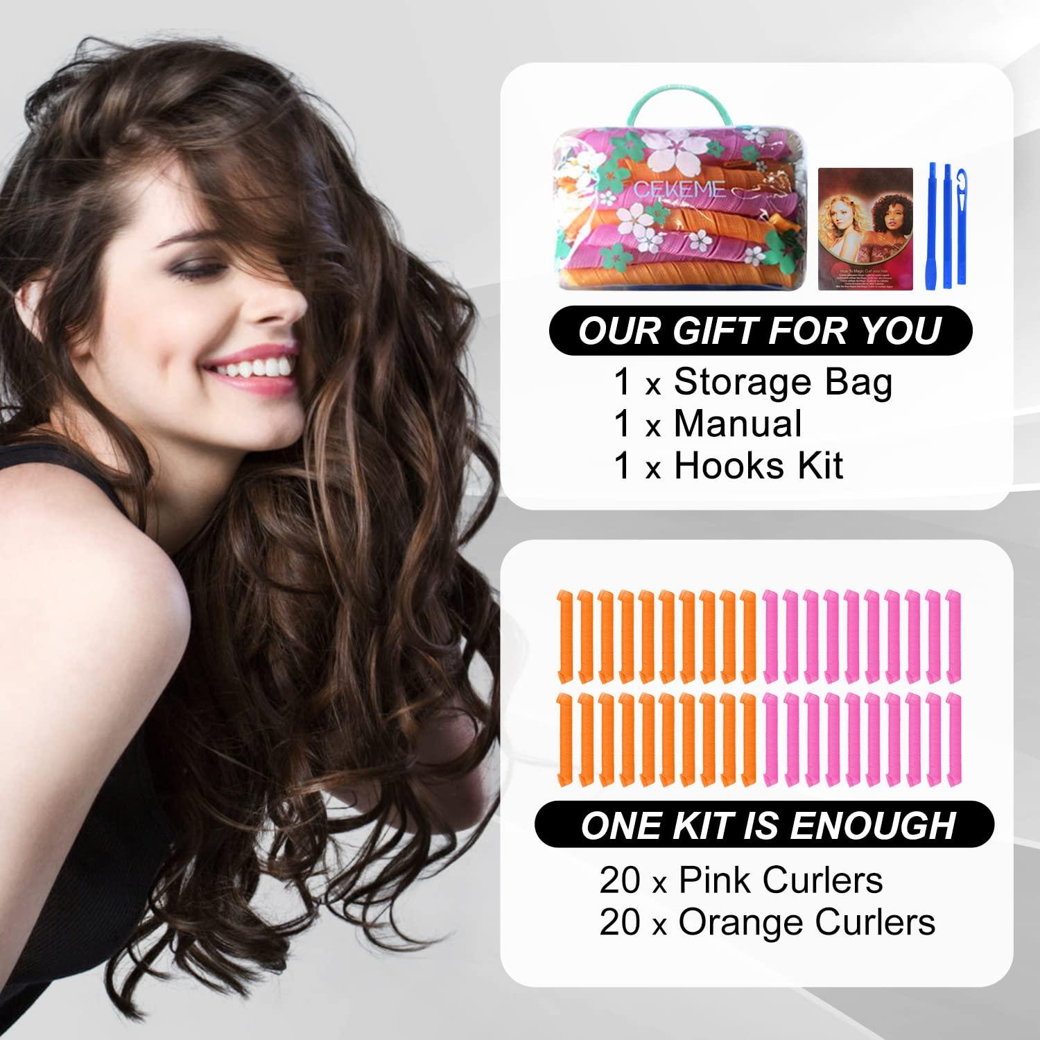40pcs Spiral Hair Curlers for Long Hair | No Heat Curlers 22inch ...