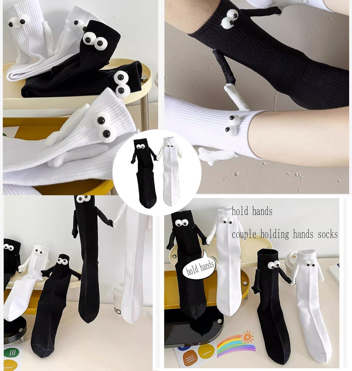 Chaussettes Magnétiques Fun Pour Couple - Design Main Dans La Main 3D Avec Aimants Intégrés