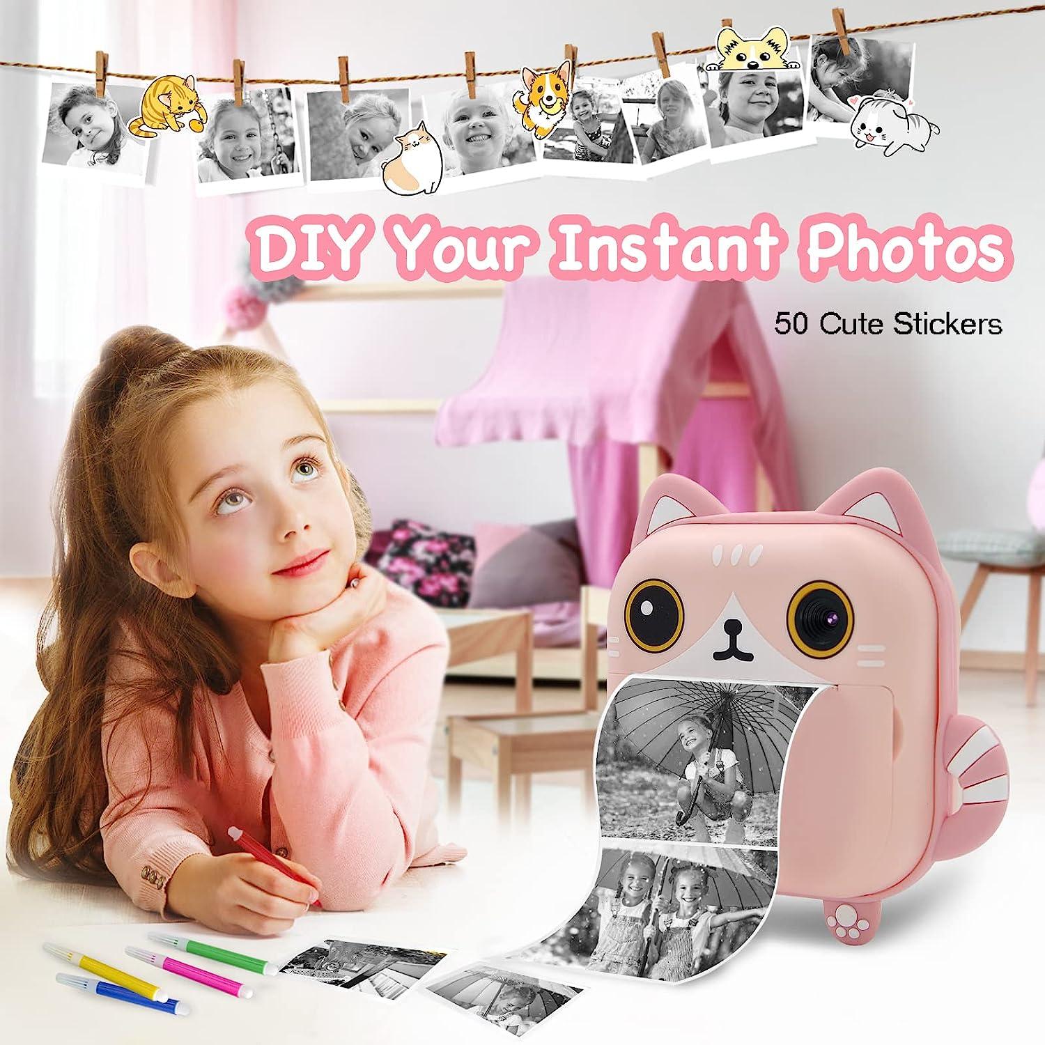 Children's Camera, 30MP 1080P 2.4 Inch Screen, Children's Print Black And White Photos, 32GB TF Card Digital Camera, 6-Colour Brush, Dual Cameras, Children's Gift (Pink - View #4