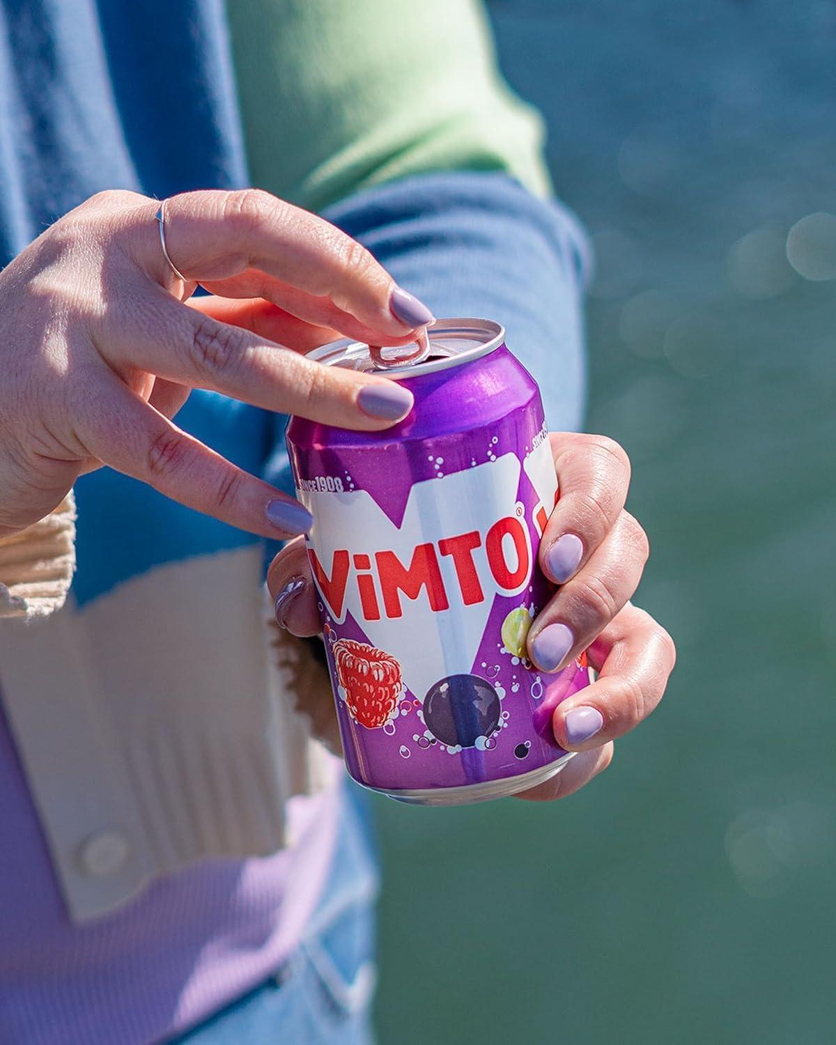 Vimto Fruity Soft Drink Blackcurrant Grape Raspberry 24 x 330ml Cans