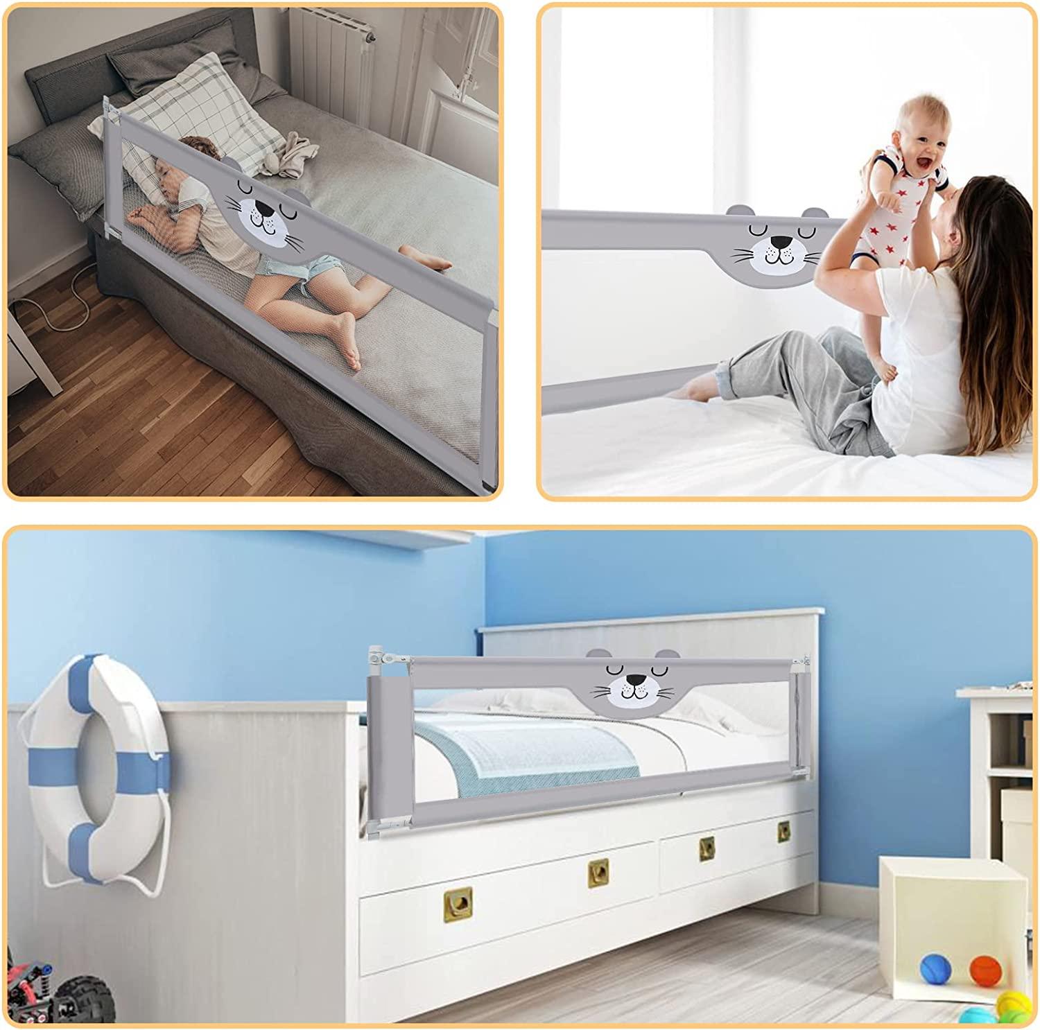 Aukivon Bed Rail for Toddlers, Vertical Lifting Foldable Bed Guardrail