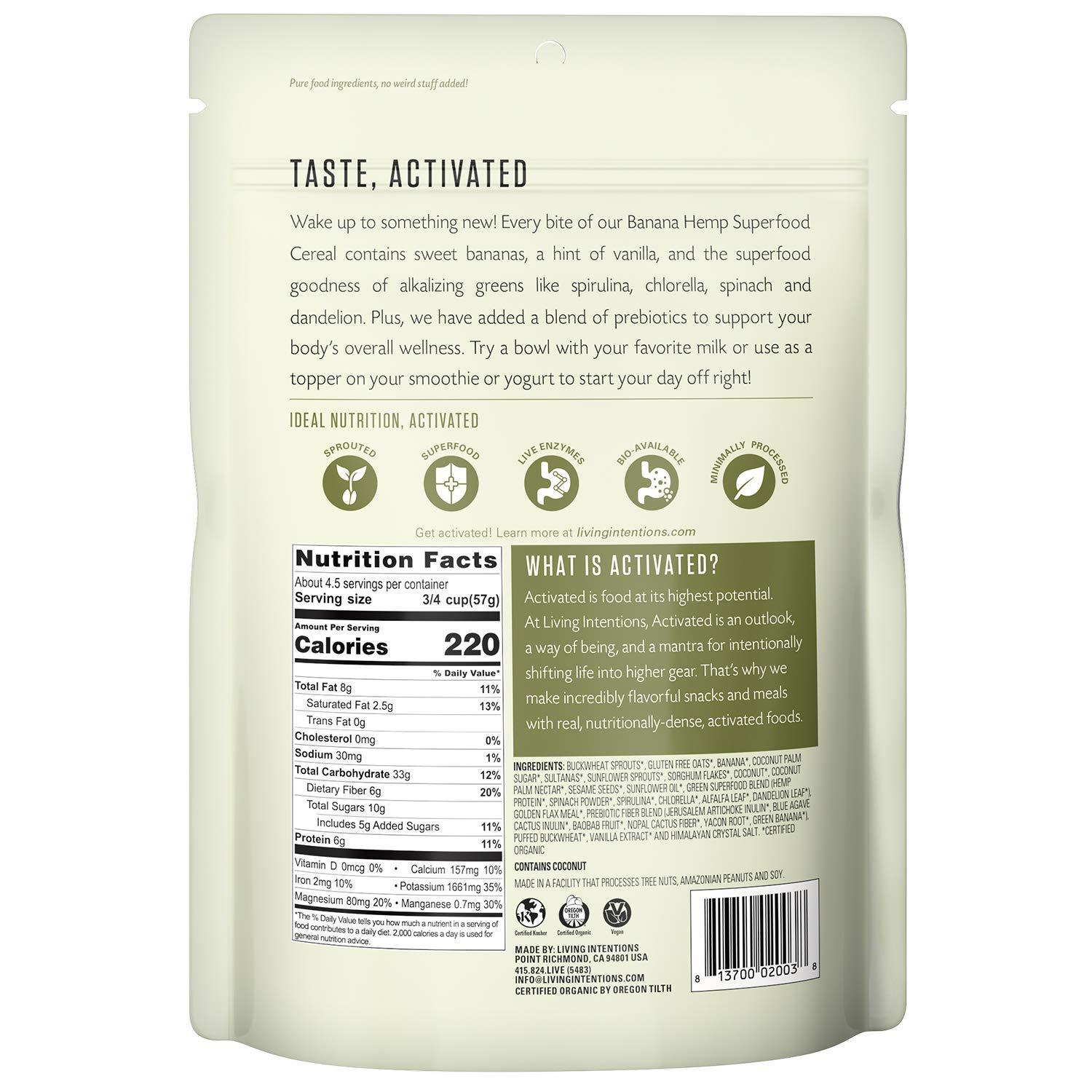 Organic Banana Hemp Superfood Cereal Gluten Free, NonGMO, Vegan