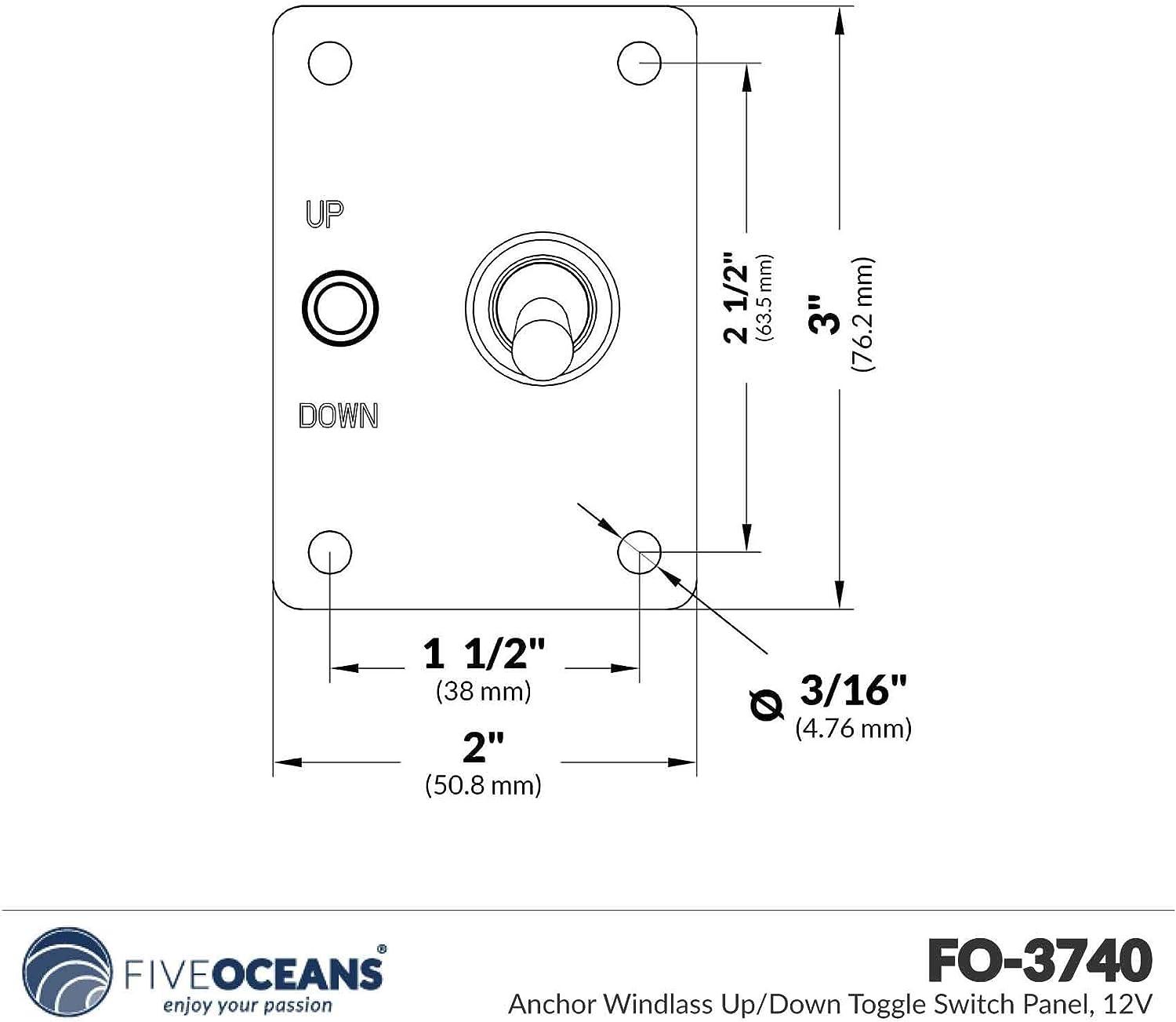 Five Oceans Anchor Windlass Up/Down Switch Panel - 12V Toggle Switch ...