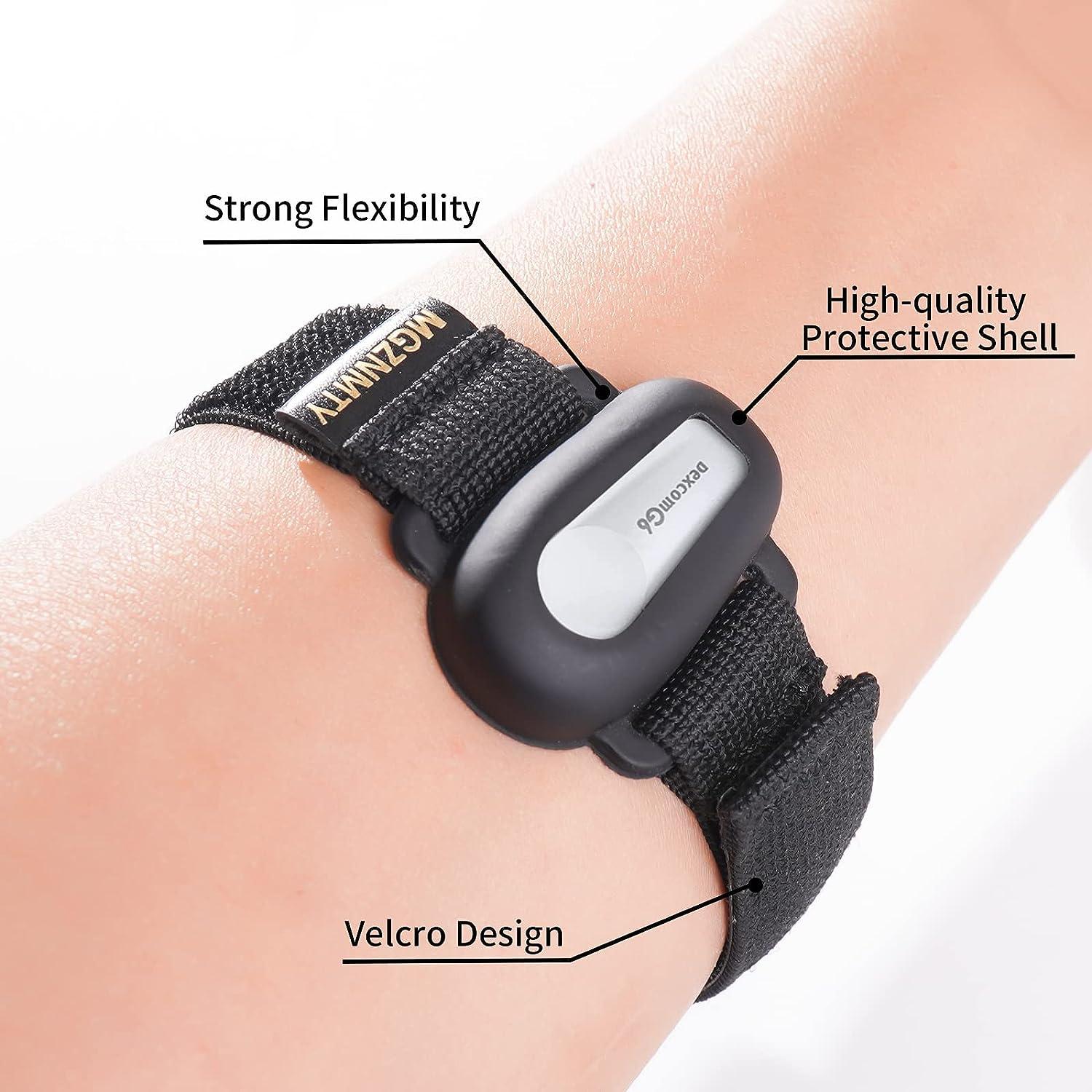 MGZNMTY Armband for Dexcom G6 Adhesive Patches Waterproof Accessories CGM  Continuous Glucose Monitor System Transmitter Sensor Cover 7 to 20  Adjustable Arm Band (Black)