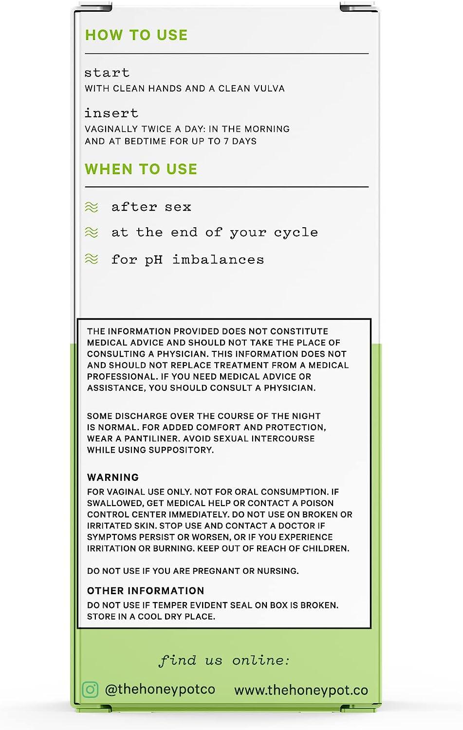 The Honey Pot Co. Boric Acid Suppositories 7 Day Pack Maintain