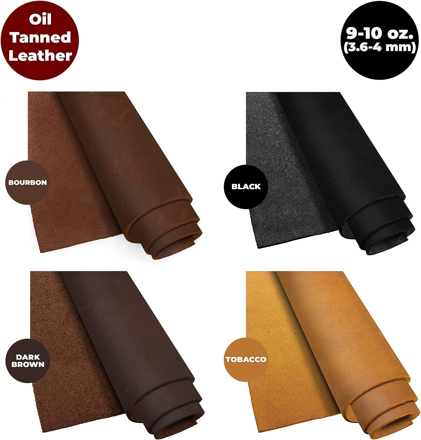 Hide & Drink, Leather Scraps with Scars for Arts & Crafts, Up to (5 in.) Long, Different Widths (12 oz Pack) - Old Tobacco