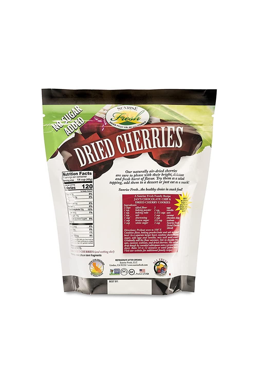 Dried Dark Sweet Cherries 1lb Bag Unsweetened & SugarFree Sunrise