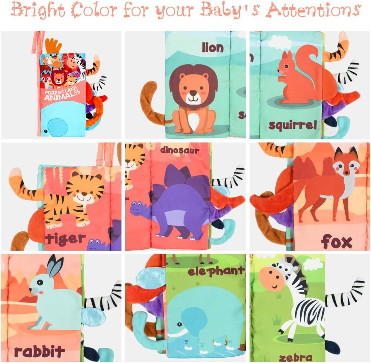 Vicloon baby cloth book with 3d lion tail soft touch feel early