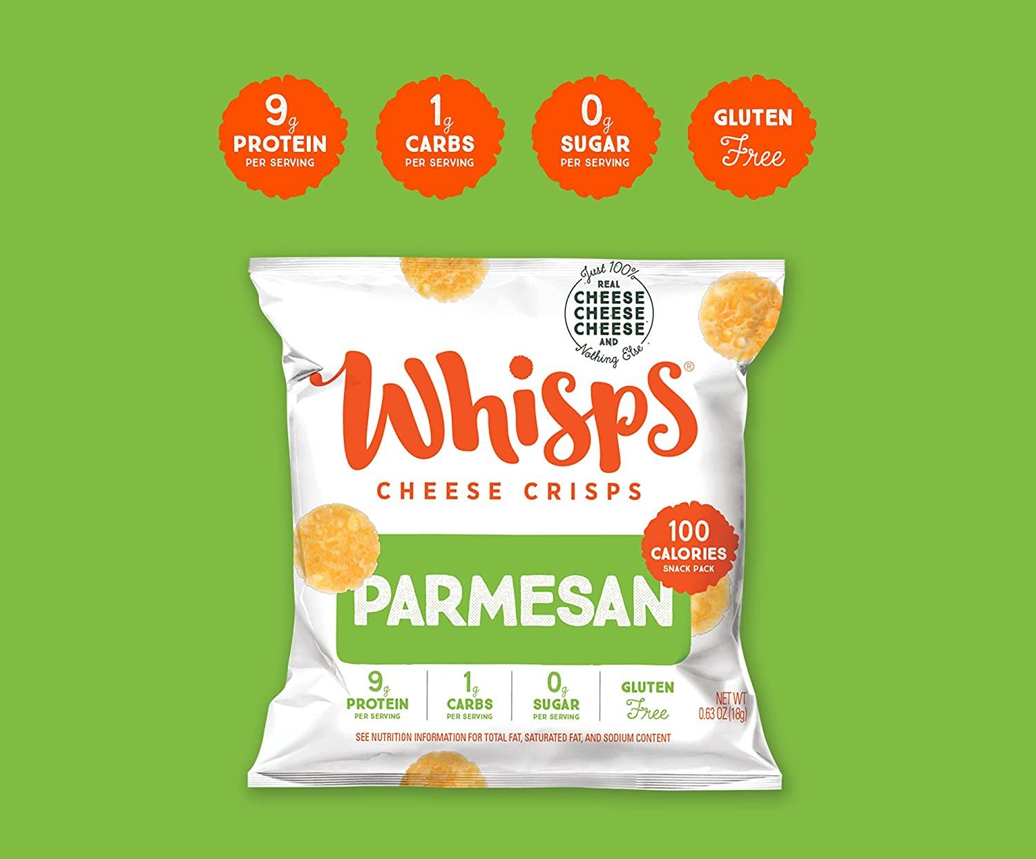 Whisps Cheese Crisps Parmesan & Cheddar Cheese Snacks Keto Snacks 6