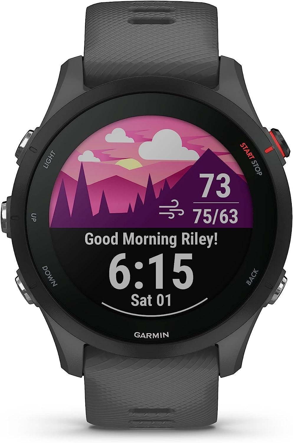  Garmin Forerunner® 255, GPS Running Smartwatch, Advanced  Insights, Long-Lasting Battery, Slate Gray : Electronics