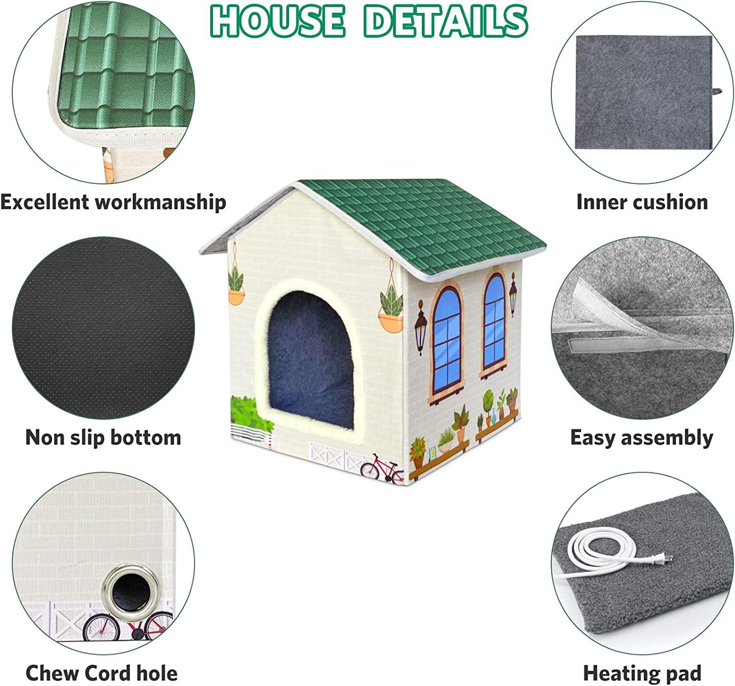 PAIGTEK Heated Cat Houses for Indoor Cats,Outdoor Weatherproof Cat