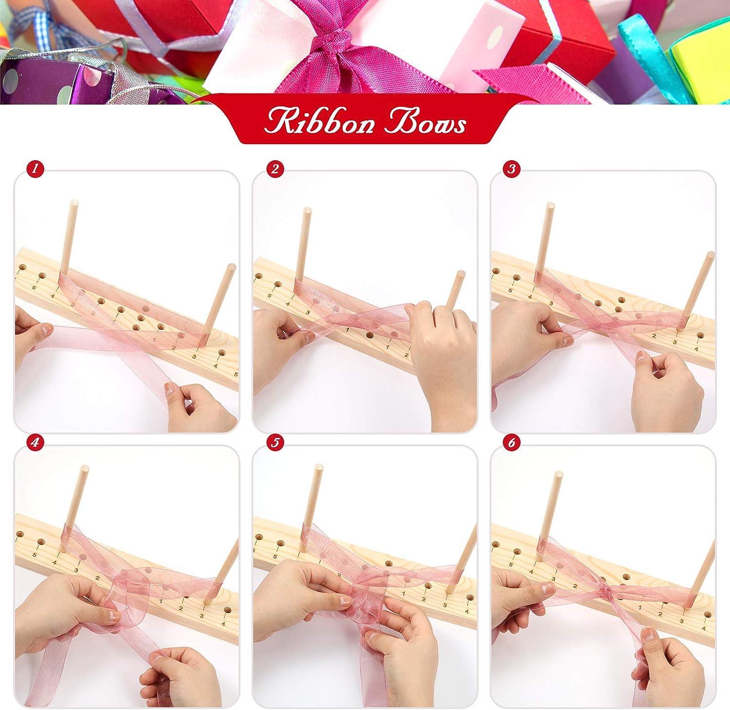 Wooden Bow Maker Tool With Adjustable Sticks - DIY Ribbon Bow Maker For Wreaths, Gifts & Party Decor