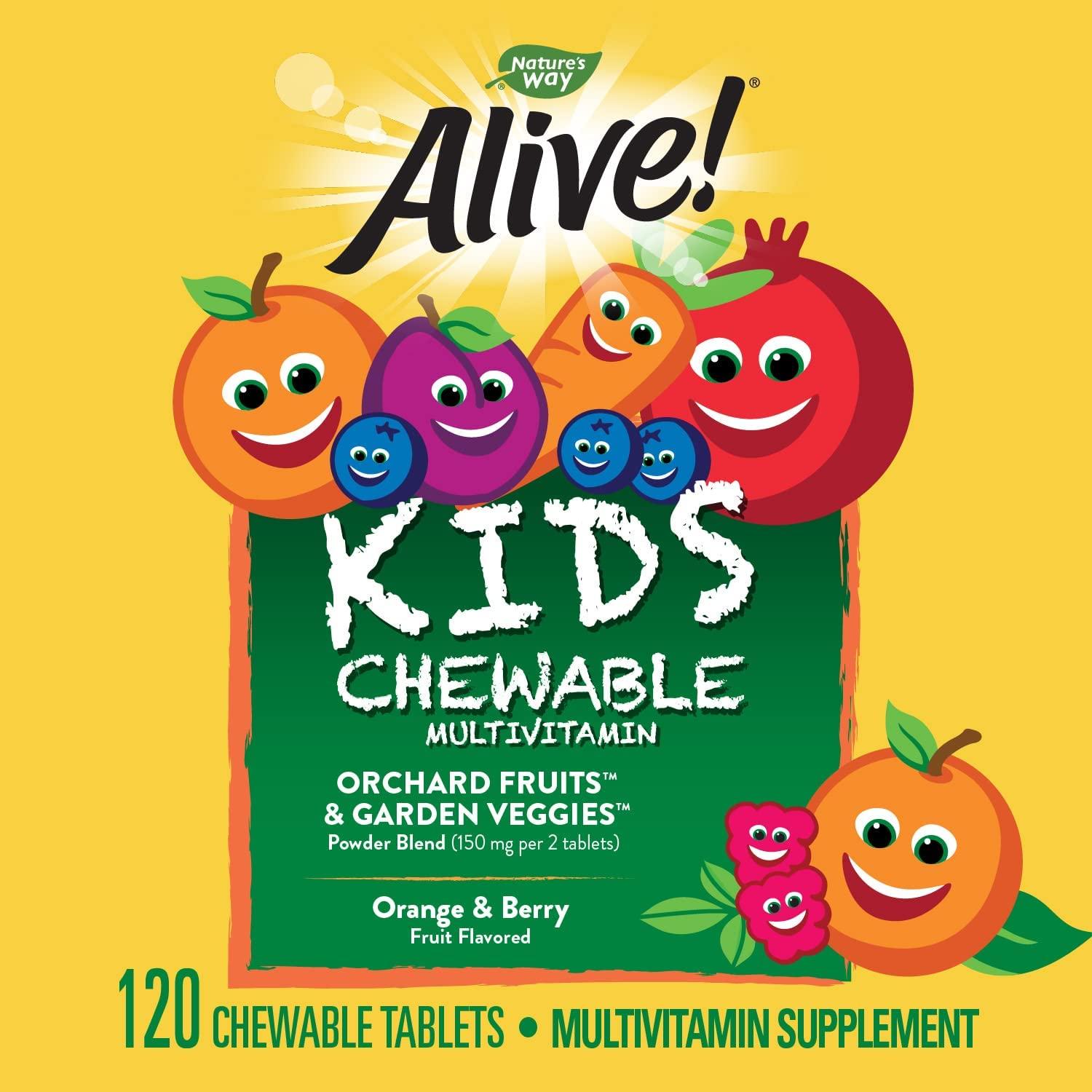 Nature's Way Alive! Kids Chewable Multivitamin Gluten Free, 120