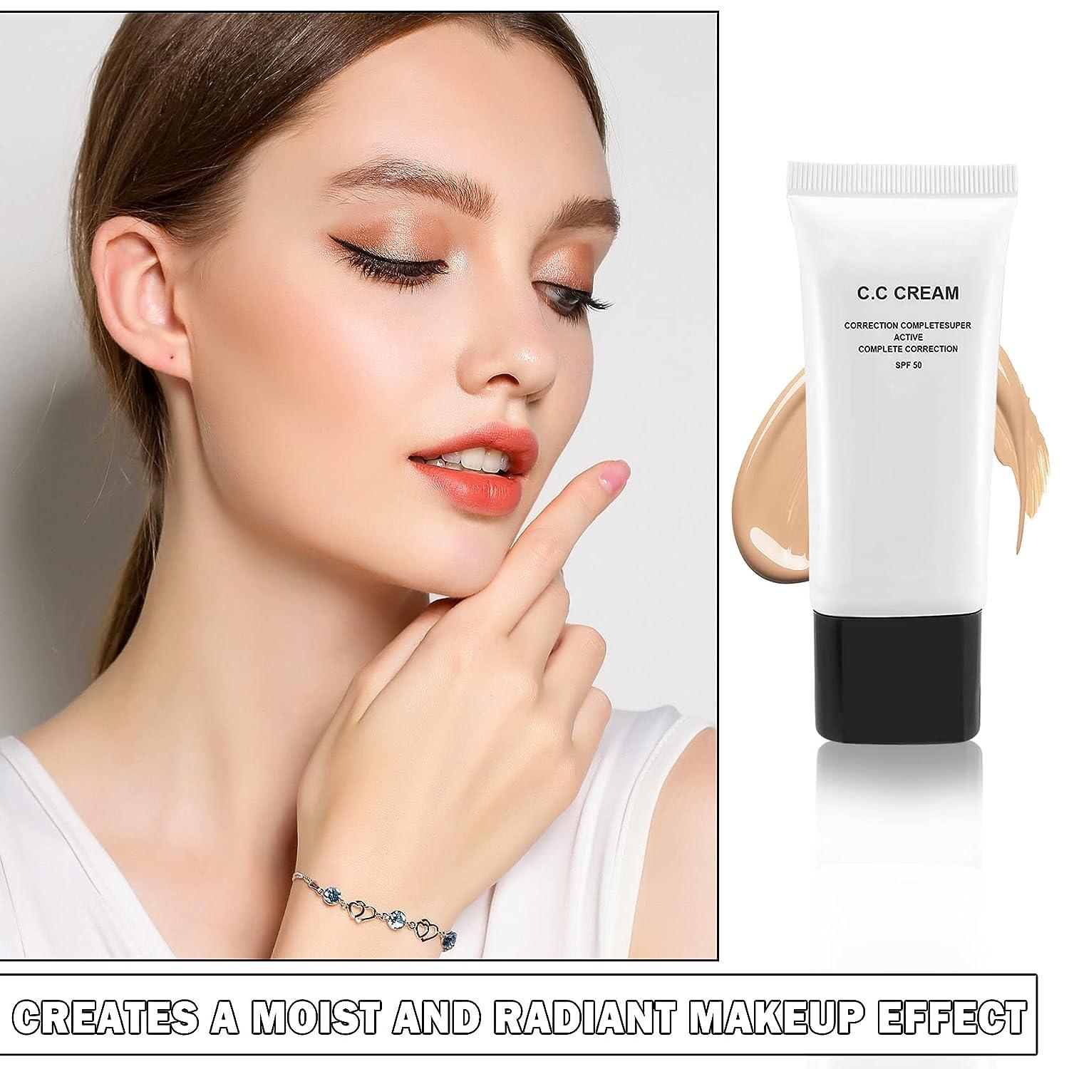  Skin Tone Adjusting CC Cream SPF 50,Cosmetics CC Cream, Colour  Correcting Self Adjusting for Mature Skin, All-In-One Face Sunscreen and  Foundation ,Pre-makeup Primer Moisturizing Skin Concealer Brightening Skin  Tone (Natural) 
