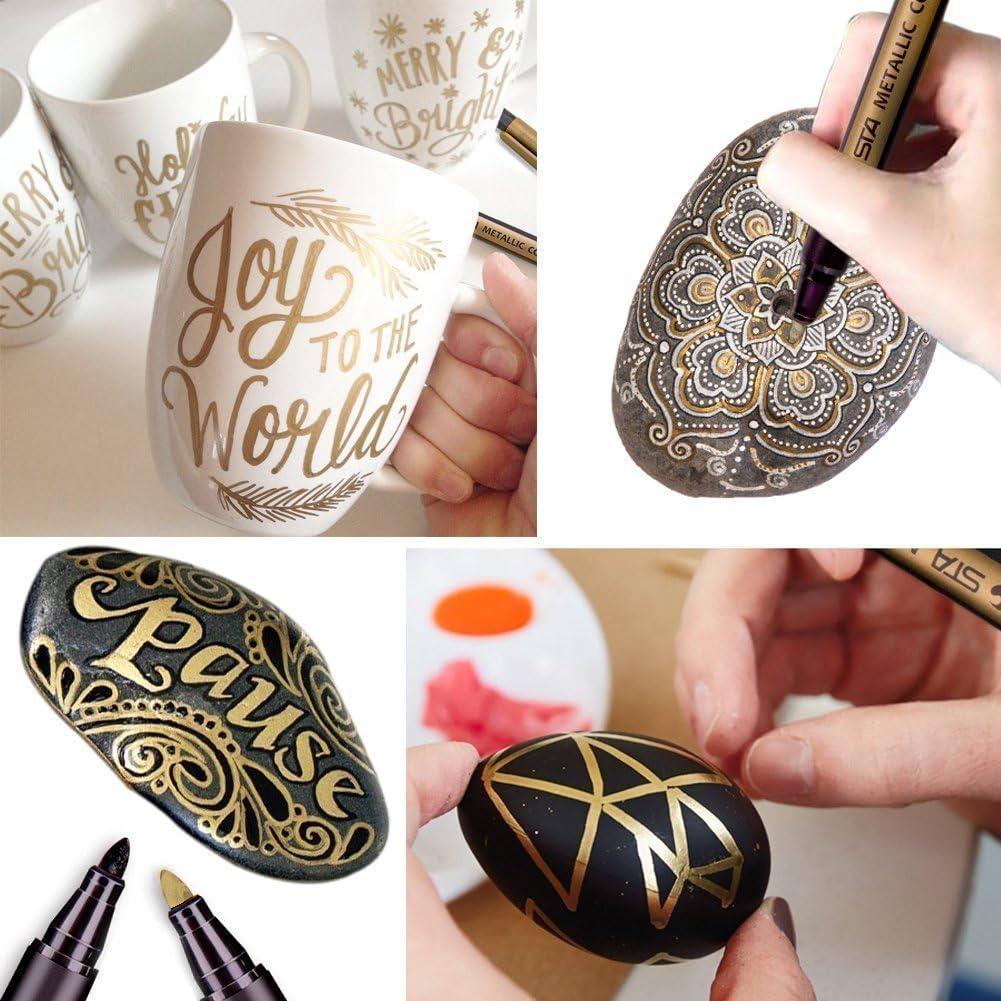 10PCS Medium Tip Metallic Marker Pens Set for Black Paper, Rock Painting,  Scrapbooking Crafts, Card Making, Ceramics, DIY Photo
