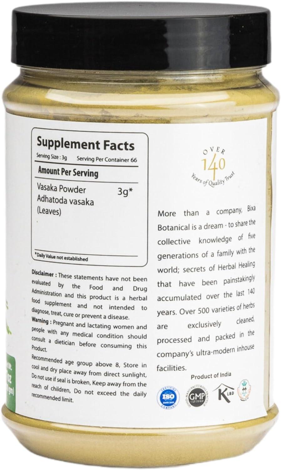 Vasaka Leaf Powder Potent Bronchodilator Herbal Supplement (7 Oz / 200g)