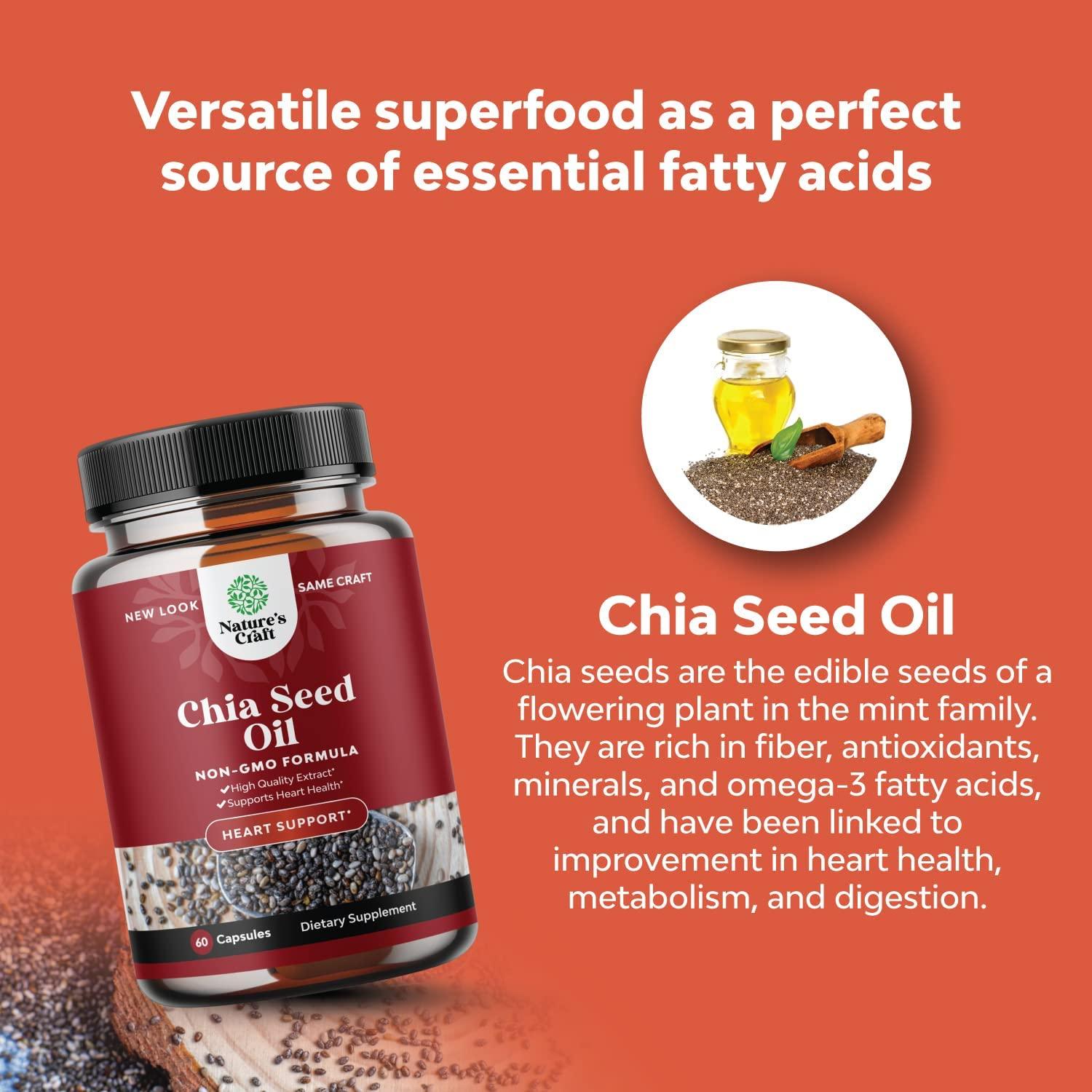 Chia Seed Oil Extract Capsules Plant Based Omega 3 6 9 Supplement and