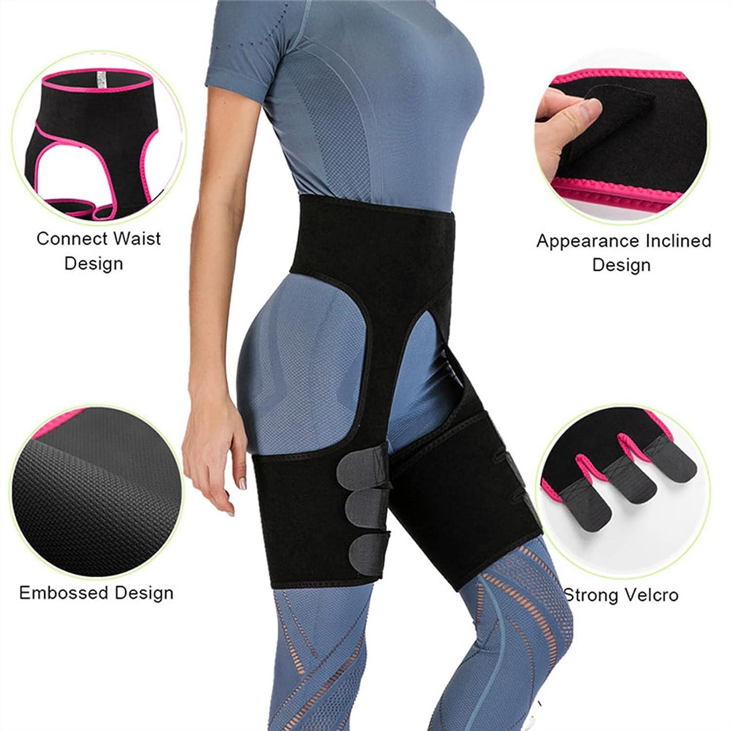 Hip Support Brace Sport Thigh Compression Brace for Hip Joints Arthritis  Wrap Brace Protector Inguinal Belt Thigh Protective Gear Stability  Anti-Slip Helps in Faster Recovery Groin Hip,Black,XL X-Large Black