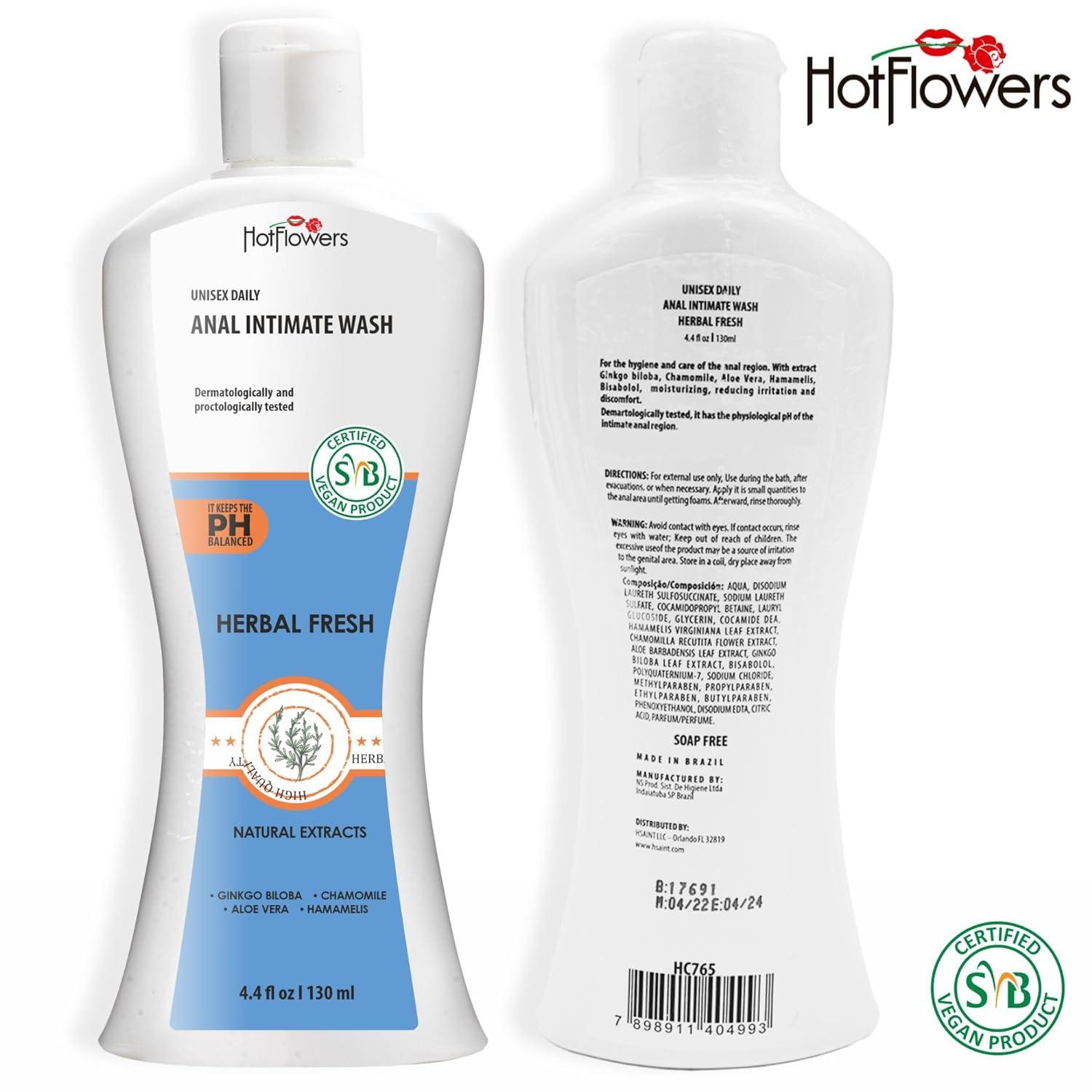 HOT FLOWERS Mint And Eucalyptus Men's Daily Intimate Wash For Essentials Body Health, 4.4 Oz. Each (1