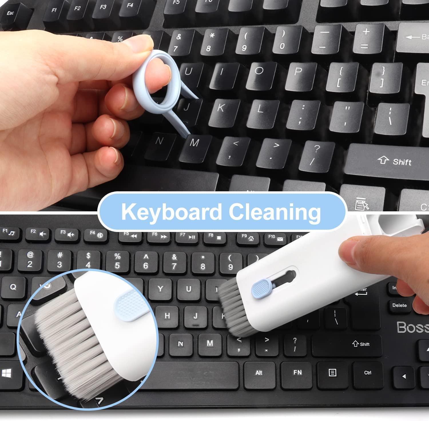 Enfudid 7-in-1 Electronics Cleaner Kit - Keyboard Cleaner kit, Portable  Multifunctional Cleaning Tool for PC Monitor/Earbud/Cell  Phone/Laptop/Computer/Bluetooth Earphones (with Cleaning Fluid) Sky Blue