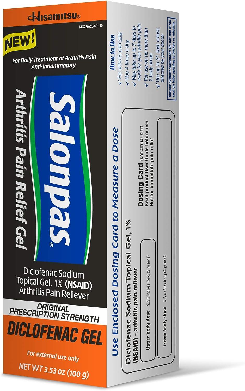 Salonpas Diclofenac Arthritis Pain Relief Gel 3.53 oz (Pack of 3)