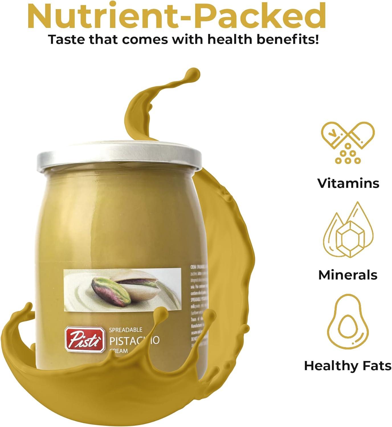 Pisti Sicilian Pistachio Cream Spread Creamy Spreadable Versatile Paste No Palm Oil or