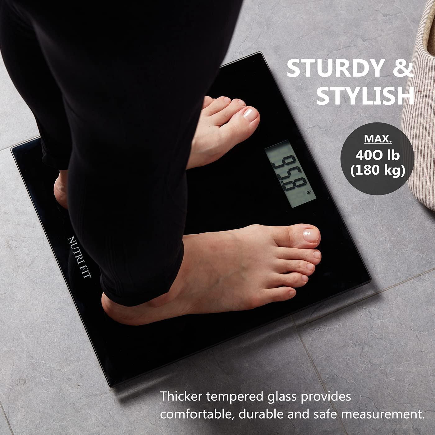 Nutri Fit Digital Body Weight Bathroom Scale BMI Accurate Weight Measurements Scale Large Backlight Display and Step-On Technology 400 Pounds