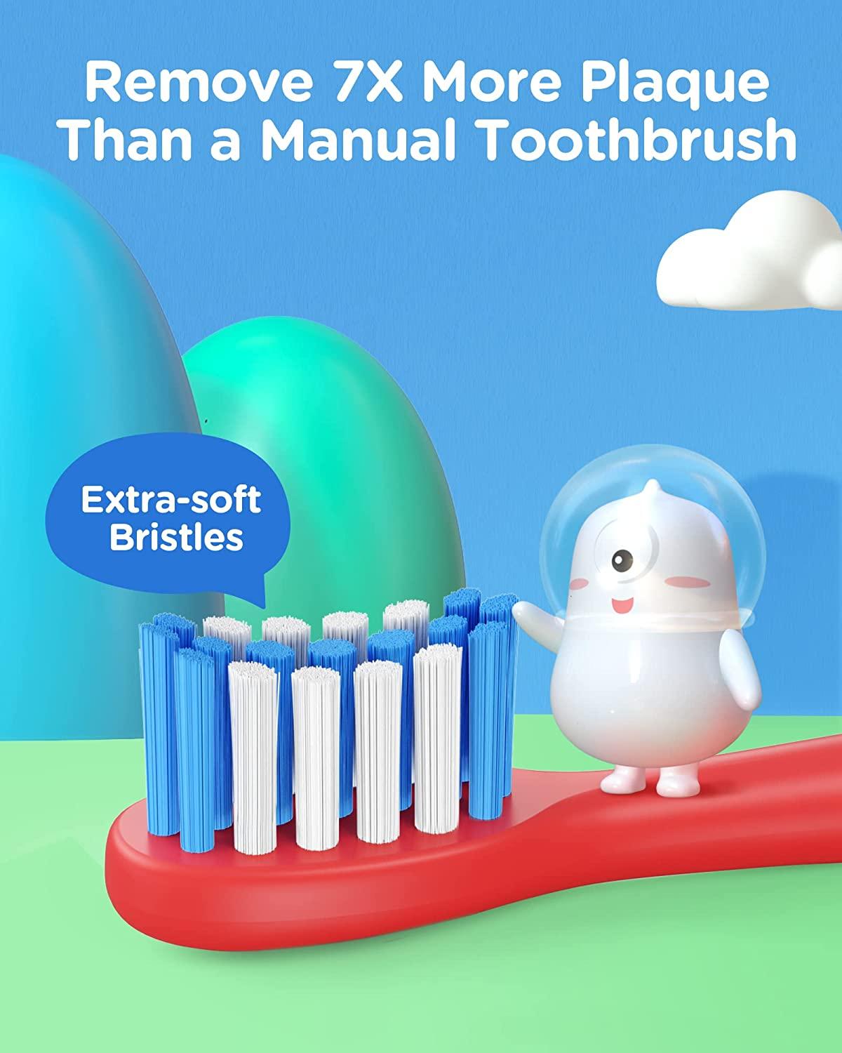 Bitvae Kids Electric Toothbrushes with 4 Brush Heads, Battery Power Electric Toothbrush with App