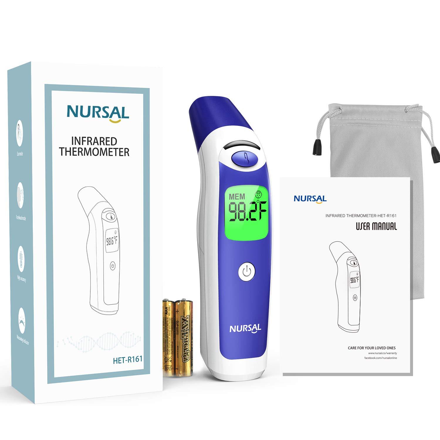 Digital Forehead Ear Thermometer for Adults and Baby, NURSAL Touchless