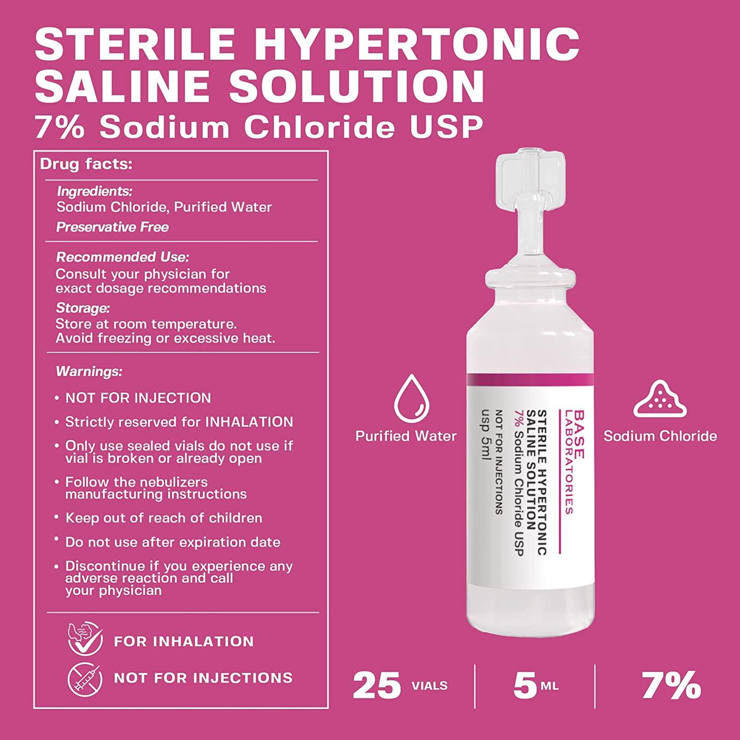 Base Labs 7 Hypertonic Saline Solution for Nebulizer Machine 25
