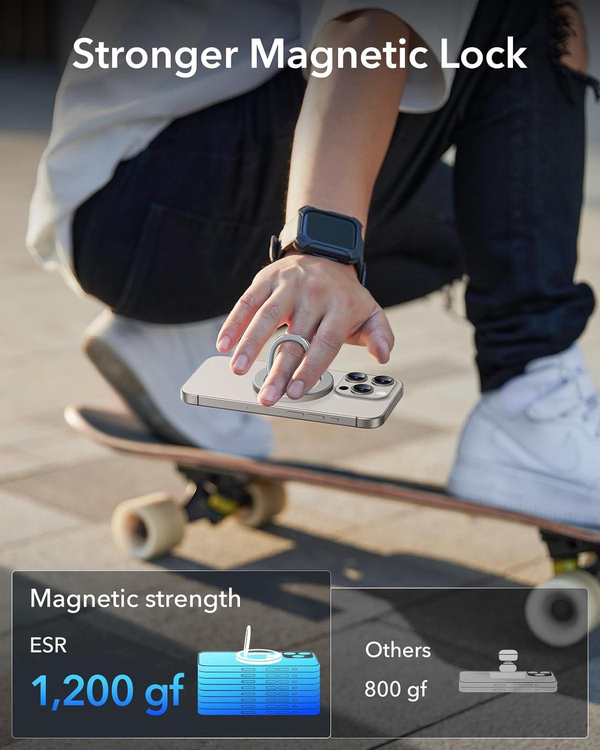 ESR Magnetic Phone Ring Holder (HaloLock) Compatible with MagSafe Ring  Holder Magnetic Phone Grip with Adjustable Stand Compatible with MagSafe  Phone Grip for iPhone 15/14/13/12 Natural Titanium