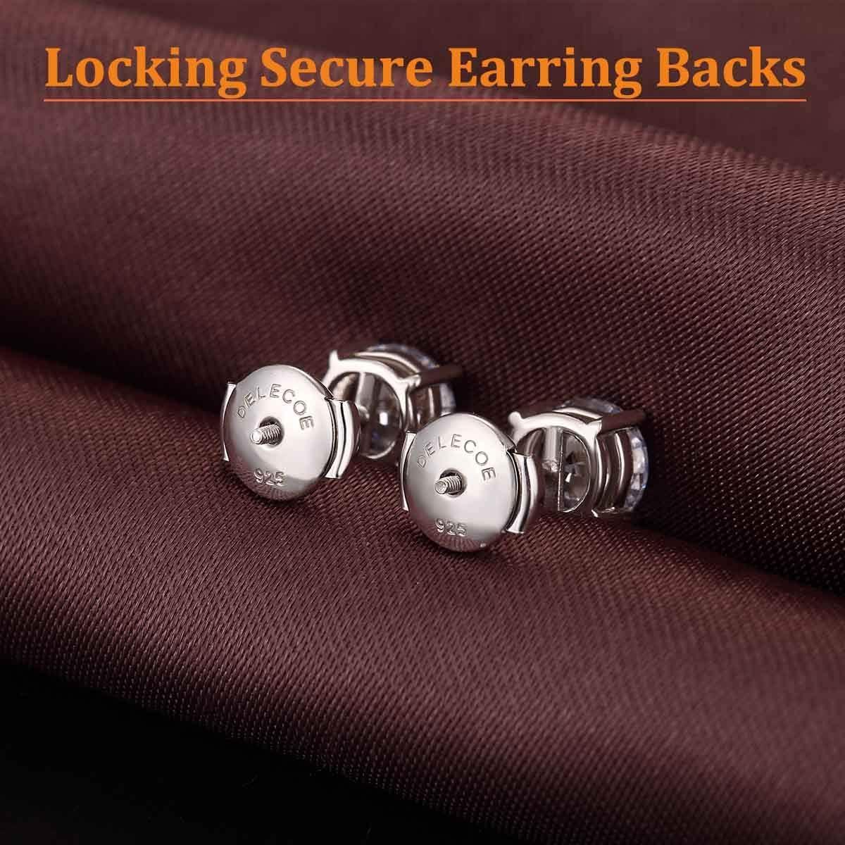 DELECOE 14K Gold Plated Earring Backs Replacements, 925 Sterling Silver Hypoallergenic Secure Gold Earring Backs Locking for Studs Earrings