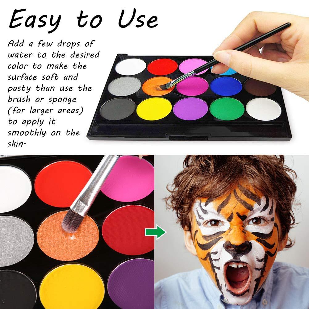 Face Paint Water Activated Makeup Face Paint Palette Set 15 Colors Face  Painting Supplies Makeup Trendy Gift