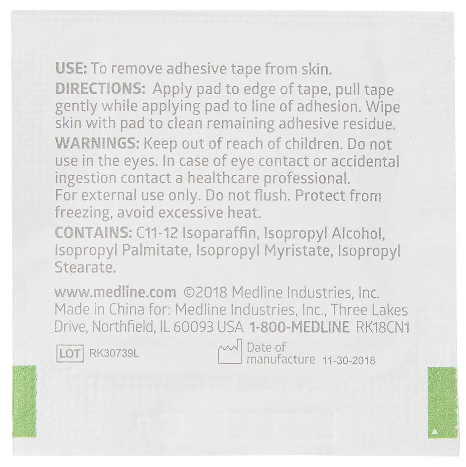Medline Adhesive Remover Pad AcetoneFree, Sterile 2Ply (100 Count)