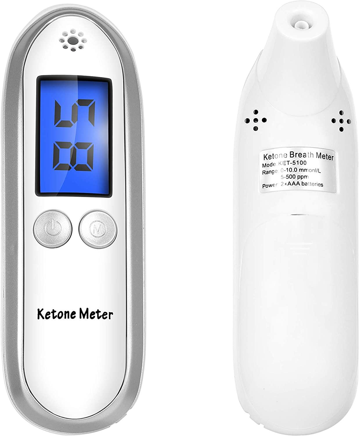 Ketone Breath Tester Meter,Ketosis breathalyzer for Testing ketosis with 10pc Mouthpieces(White)