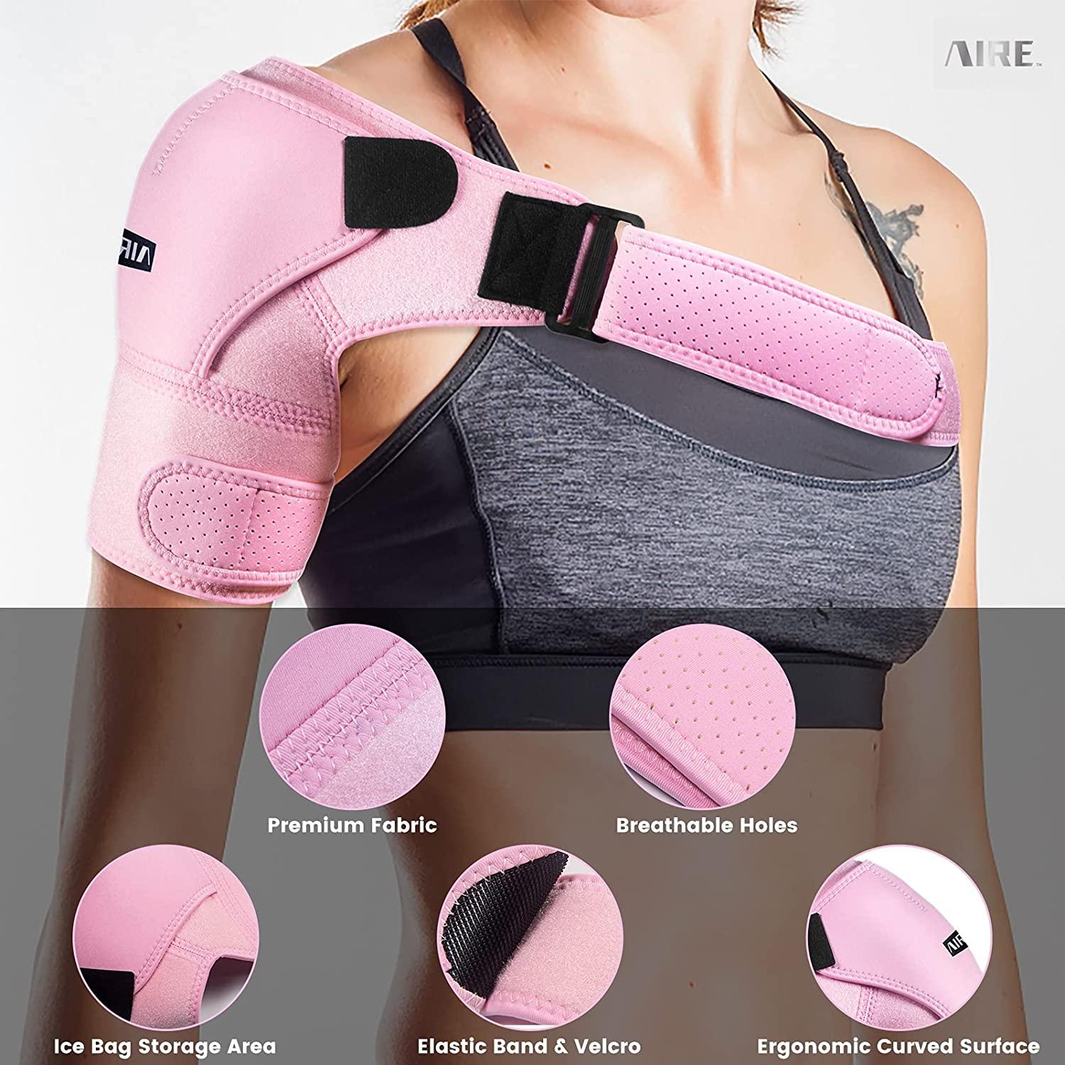 Shoulder Brace for Women and Men Recovery Shoulder. Adjustable Shoulder  Support for Rotator Cuff, AC Joint Pain Relief, Shoulder Injuries. Perfect  Fit Shoulder Compression Sleeve (One Size Regular) Pink