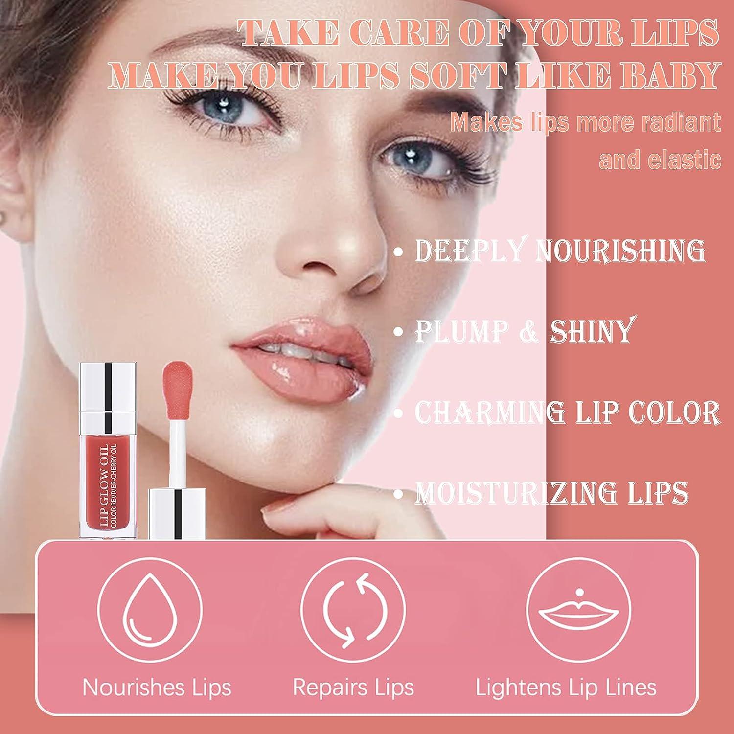 Lip Oil Hydrating Tinted Lip Balm, Plump Lip Gloss Lip Care Transparent