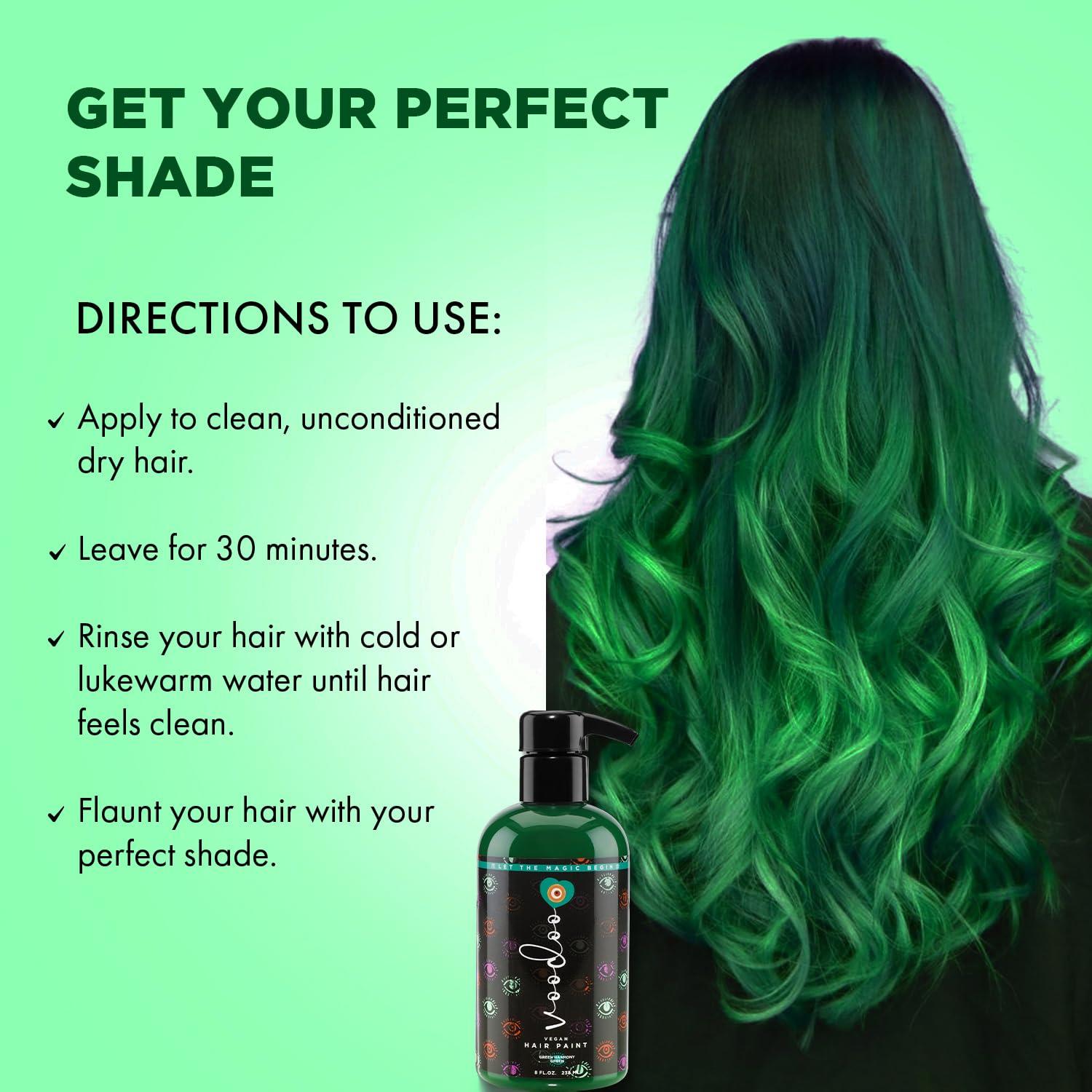 VOODOO Green Hair Paint 8 Oz | Vegan & Cruelty-Free Temporary Hair ...