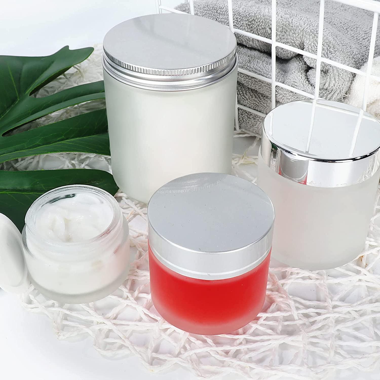 15 Pack, 4 oz 120ml Frosted Glass Jars with Silver Lids & Inner Liners