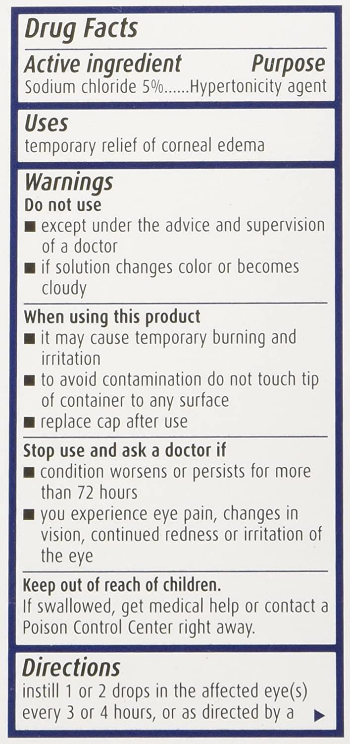 Muro 128 Eye Drops 5 Solution for Corneal Edema Relief 0.5 fl oz (15mL)