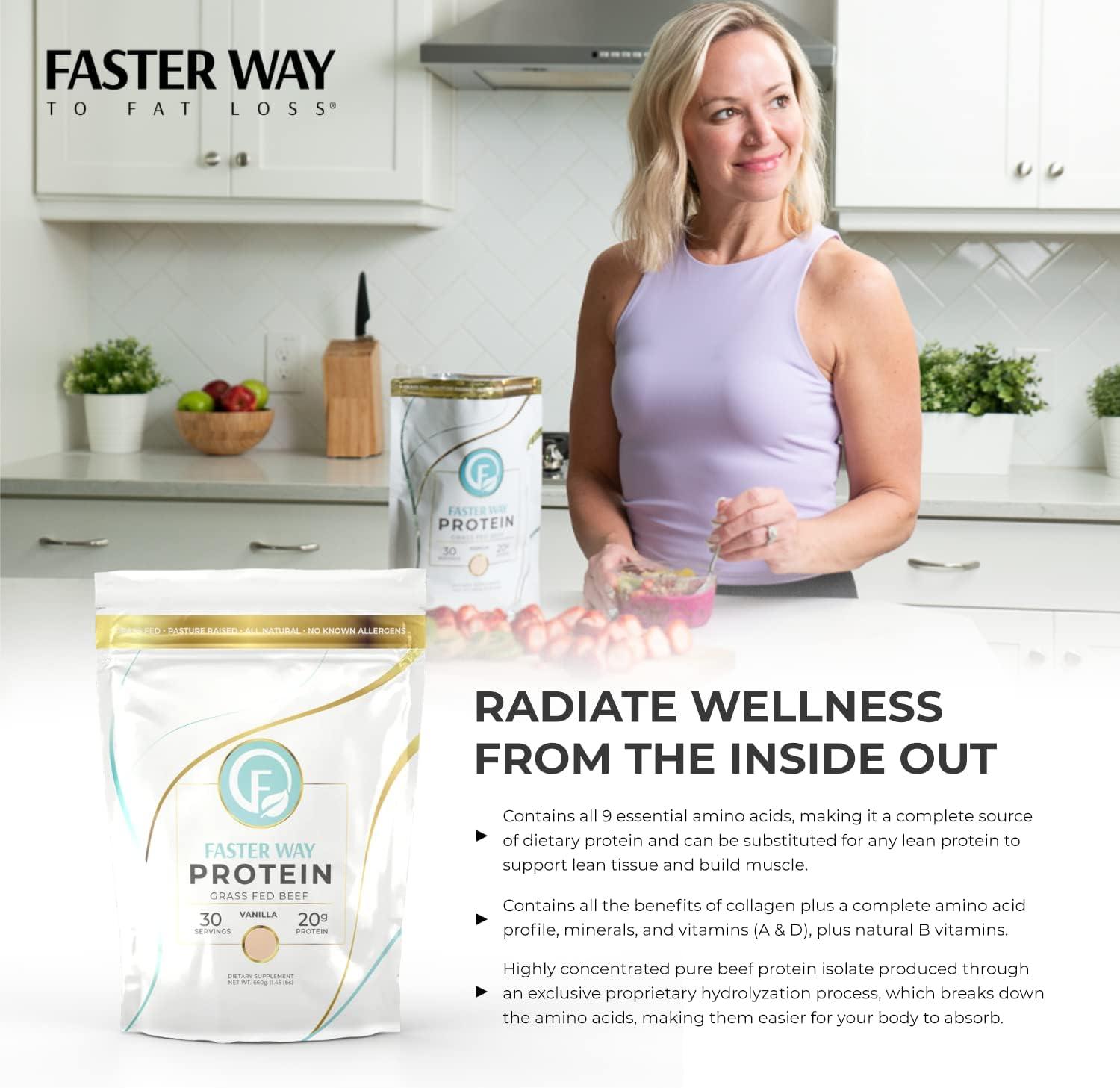 FASTer Way to Fat Loss. Grass Fed Protein Powder Vanilla Flavor 660g