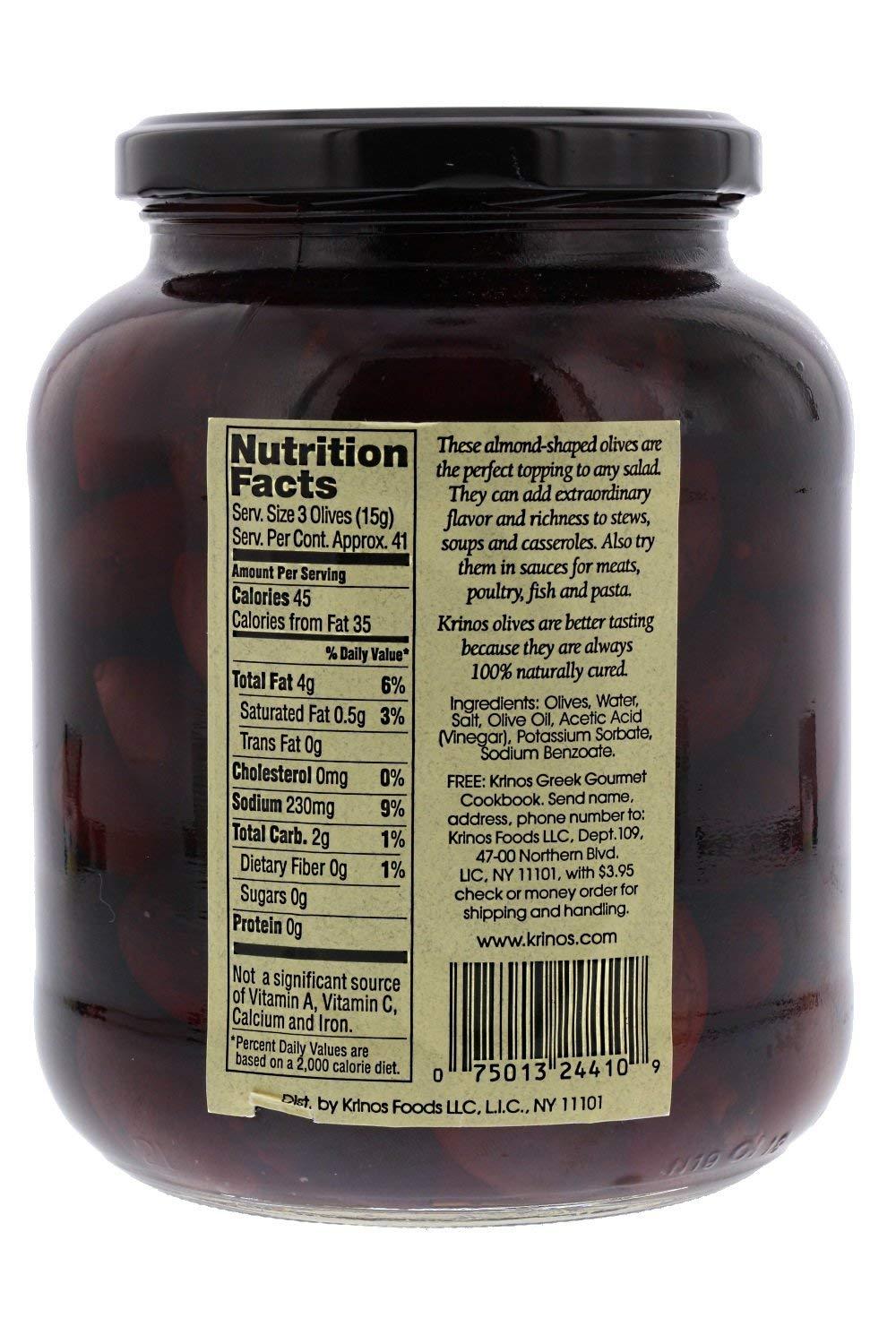 Krinos Kalamata Olives in Vinegar Brine and Olive Oil Perfect for